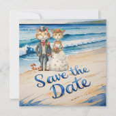 Save The Date Chat Mariage Plage Mariage Thème (Devant)