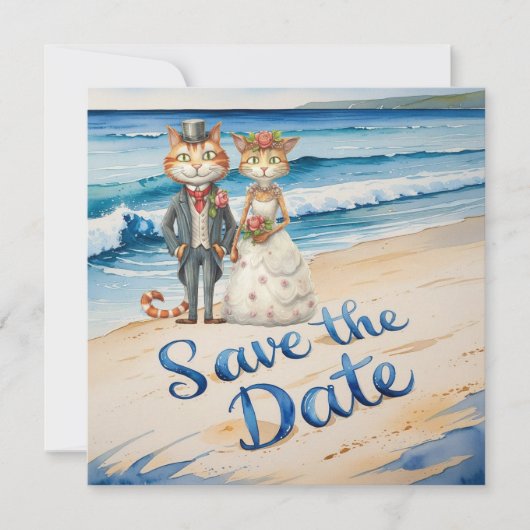Save The Date Chat Mariage Plage Mariage Thème (Devant)