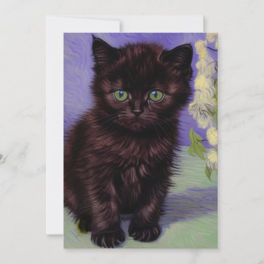 Save The Date Chat Van Gogh avec fleurs blanches (Devant)