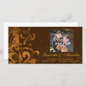 Save The Date Châtaignier Brown/Or/Carte photo à spirale verte (Devant / Derrière)