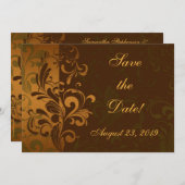 Save The Date Châtaignier Brown/Or/Vert Photo Enregistrer la dat (Devant / Derrière)