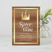 Save The Date Château de conte de fées doré Prince Princesse Mar (Debout devant)