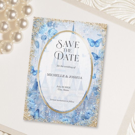 Save The Date Château de conte de fées en bois enchanté papillon