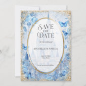 Save The Date Château de conte de fées en bois enchanté papillon (Devant)