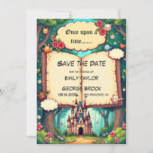Save The Date Château de forêt de conte de fées mariage (Devant)