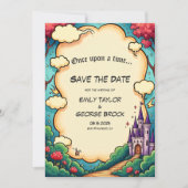 Save The Date Château de forêt enchantée Mariage de conte de fée (Devant)