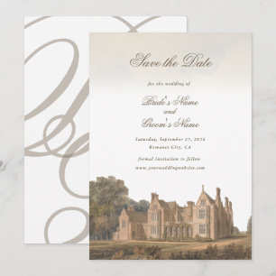 Save The Date Château de style anglais vintage pour mariage de v
