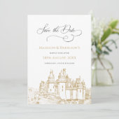 Save The Date Château élégant Il était une fois Conte de fées Ma (Debout devant)