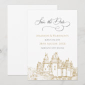 Save The Date Château élégant Il était une fois Conte de fées Ma (Devant / Derrière)