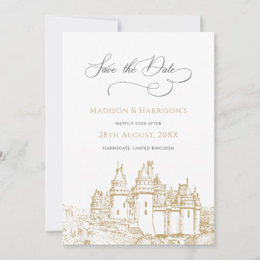 Save The Date Château Élégant Il était une Fois Mariage de Conte (Devant)