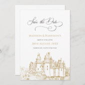 Save The Date Château Élégant Il était une Fois Mariage de Conte (Devant / Derrière)