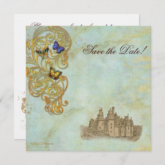 Save The Date Château médiéval Fairy Tale (Devant / Derrière)