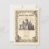 Save The Date Château Médiéval Illustration Sépia Mariage (Devant)