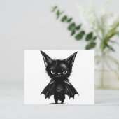 Save The Date Chaton Noir Grumpy Halloween En Costume De Chat (Debout devant)