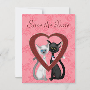 Save The Date Chats Mignons et Cœurs Sauver la Date Avis de Mari