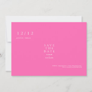 Save The Date Chaud rose simple texte Mariage seulement Enregist