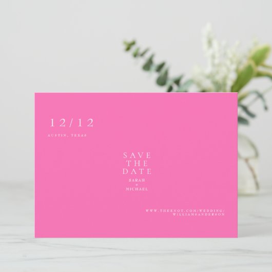 Save The Date Chaud rose simple texte Mariage seulement Enregist (Debout devant)