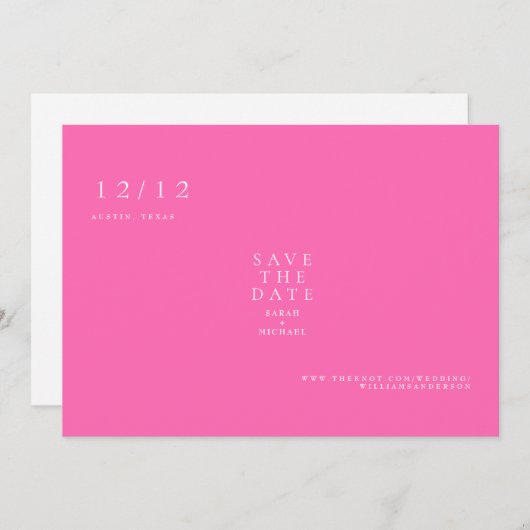 Save The Date Chaud rose simple texte Mariage seulement Enregist (Devant / Derrière)