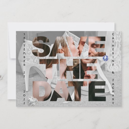 Save The Date Chaussure nuptiale Classy Diamond Heart Sapphire M (Devant)