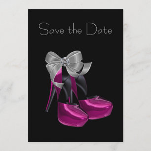 Save The Date Chaussures à talon élevé noir rose chaud Enregistr