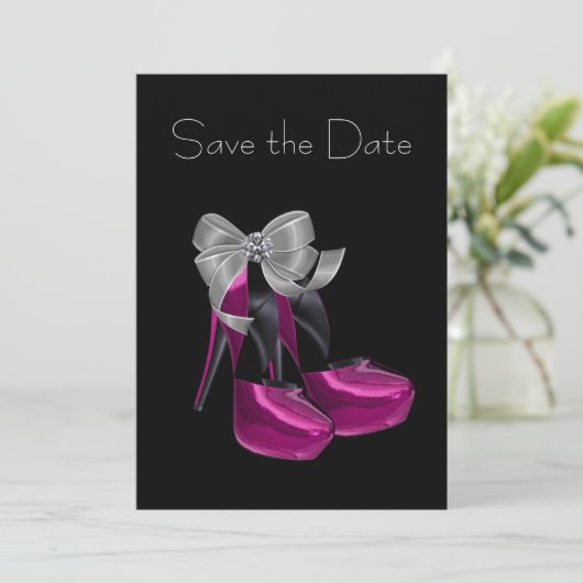 Save The Date Chaussures à talon élevé rose chaud noir Enregistr (Debout devant)