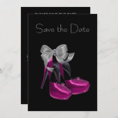 Save The Date Chaussures à talon élevé rose chaud noir Enregistr (Devant / Derrière)