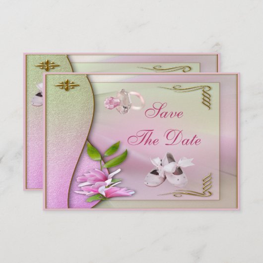 Save The Date Chaussures, Pacifier & Magnolia Enregistrer La Dat (Devant / Derrière)