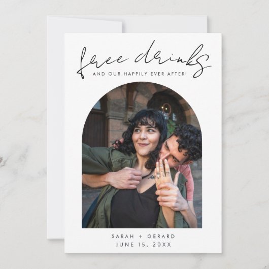 Save The Date Cheeky Free Drinks Photo Wedding Enregistrer la da (Devant)
