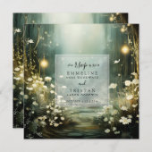 Save The Date Chemin De Forêt Enchantée De Fleurs RSVP (Devant / Derrière)