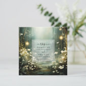 Save The Date Chemin De Forêt Enchantée De Fleurs RSVP (Debout devant)