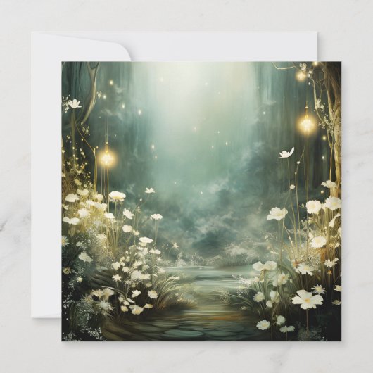 Save The Date Chemin De Forêt Enchantée De Fleurs RSVP (Dos)