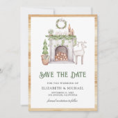 Save The Date Cheminée de Noël blanc Mariage photo (Devant)