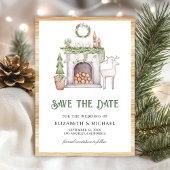 Save The Date Cheminée de Noël blanc Mariage photo