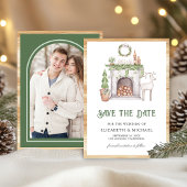 Save The Date Cheminée de Noël blanc Mariage photo