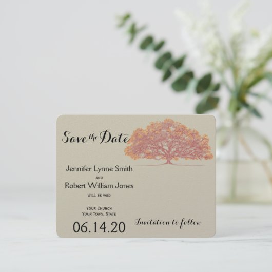 Save The Date Chêne d'automne mariage Enregistrer la date (Debout devant)