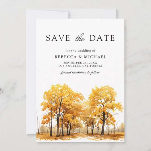 Save The Date Chênes d'automne photo QR Code Mariage (Devant)