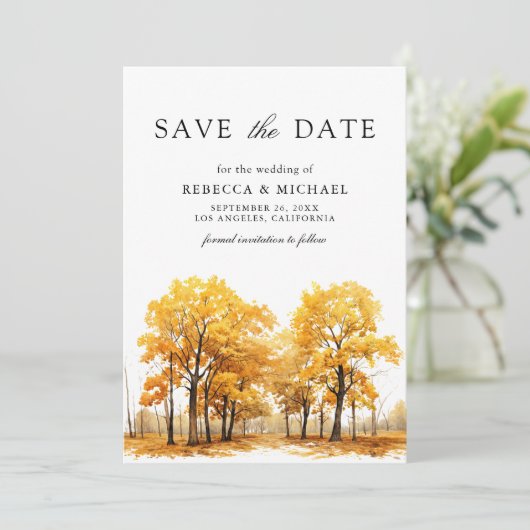 Save The Date Chênes d'automne photo QR Code Mariage (Debout devant)