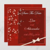 Save The Date Cherry Blossom Enregistrer La Date :: Rouge (Devant / Derrière)