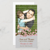 Save The Date Cherry Blossom Pink Silver Enregistrer la date Pho (Devant / Derrière)