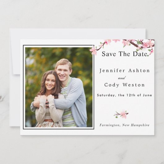 Save The Date Cherry Blossom Printemps Mariage Enregistrer La Da (Devant)