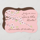 Save The Date Cherry Blossom rose/Brown Enregistrer la date (Devant / Derrière)