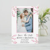 Save The Date Cherry Blossom rose Élégante Photo Florale moderne (Debout devant)