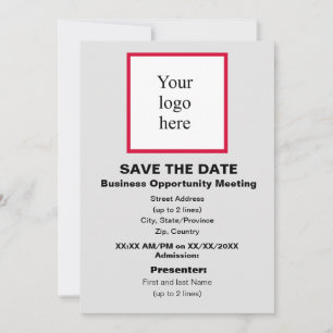 Save The Date Cherry/Wht./Lt. Bus gris. Opp. Mtg. Logo