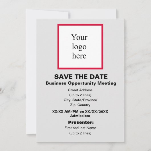 Save The Date Cherry/Wht./Lt. Grey Bus. Opp. Mtg. Logo (Devant)
