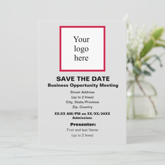 Save The Date Cherry/Wht./Lt. Grey Bus. Opp. Mtg. Logo (Debout devant)