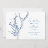Save The Date Chesapeake Bay Annapolis MD Mariage Bleu de la Mar (Devant)