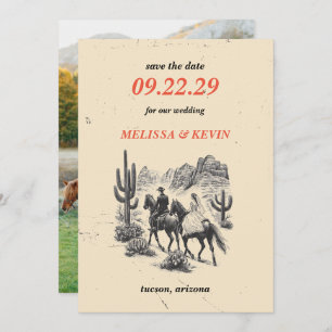 Save The Date Cheval Canyon Couple Enregistrer la date
