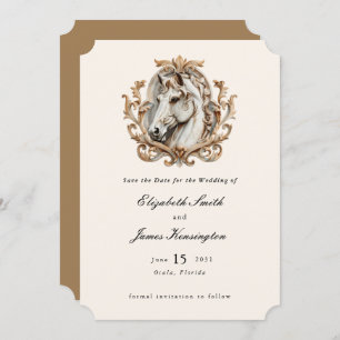 Save The Date Cheval Cimier équestre Baroque Classic Mariage
