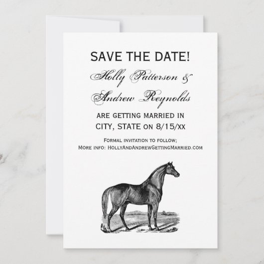 Save The Date Cheval debout vintage (Devant)