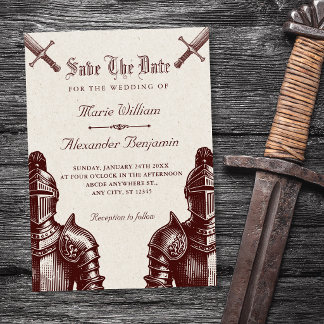 Save The Date Chevaliers mariage médiéval vintage